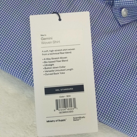 MINISTRY OF SUPPLY Gemini Woven Shirt Mens Size XXL Standard Blue NWT $125 - Picture 8 of 11